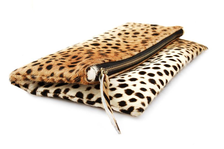 leopard printed foldover clutch
