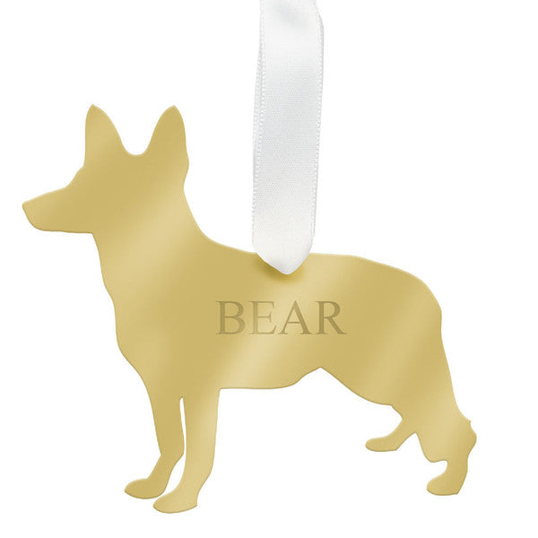 moon and lola german shepherd christmas ornament - silver