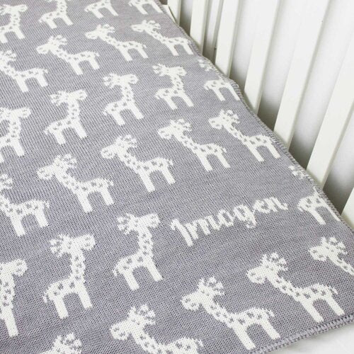 Giraffe Baby Blanket - Pale Grey