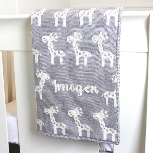 Giraffe Baby Blanket - Pale Grey