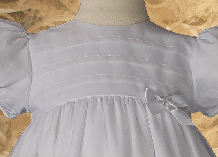 girls organza christening gown with lace & pin tucking