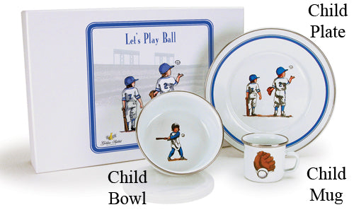 golden rabbit baseball boys dish set