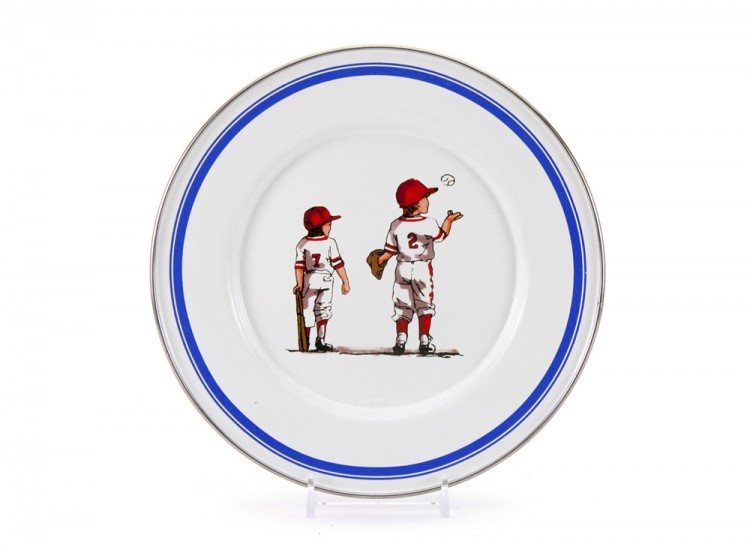 golden rabbit baseball boys dish set