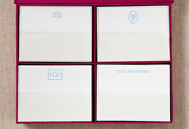 Personalized Four-Set Silk Box Stationery by Haute Papier