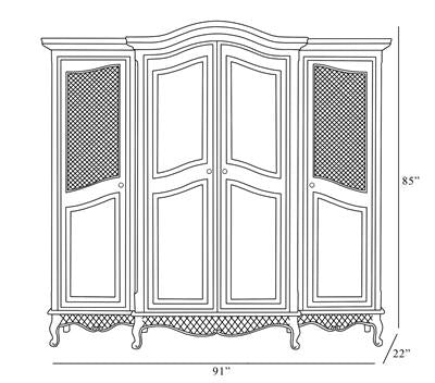 grand three piece breakfront armoire