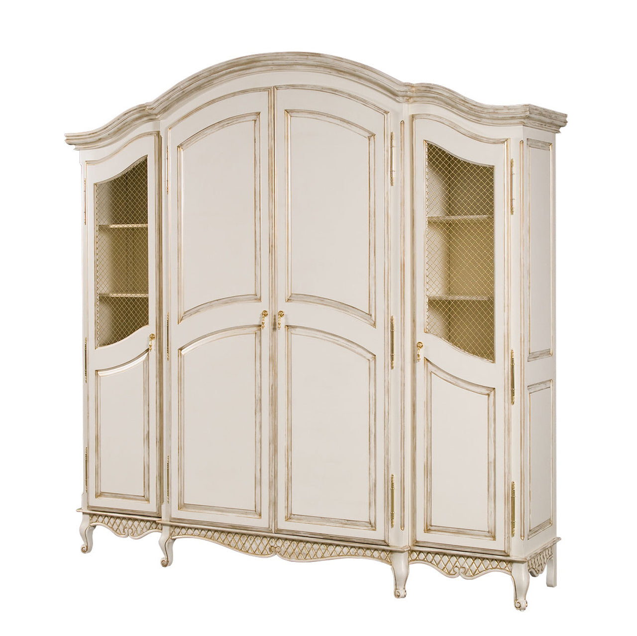 grand three piece breakfront armoire