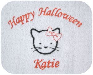 halloween gift set - kitty bib and burp cloth