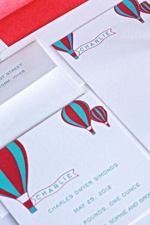hot air balloon kids stationery