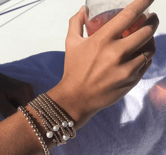 14k bead and pearl bracelet
