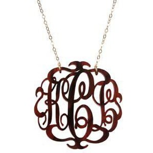 acrylic script monogram necklace by moon and lola