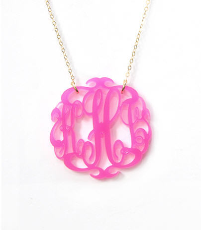 acrylic script monogram necklace by moon and lola