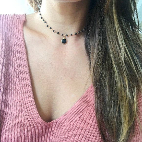 Black Onyx Heather Choker Necklace