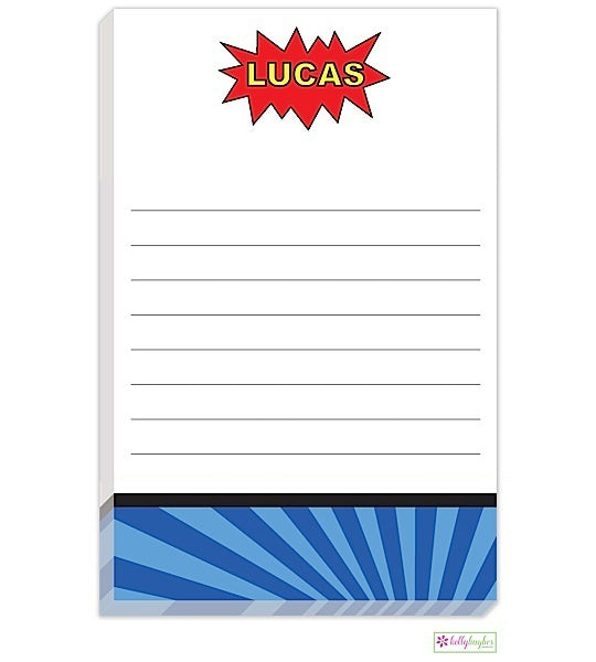 personalized - blue superhero notepad