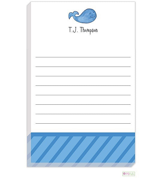 personalized - blue whale notepad