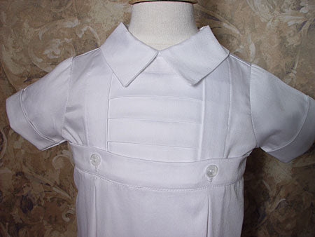 boys sateen romper with button shirt