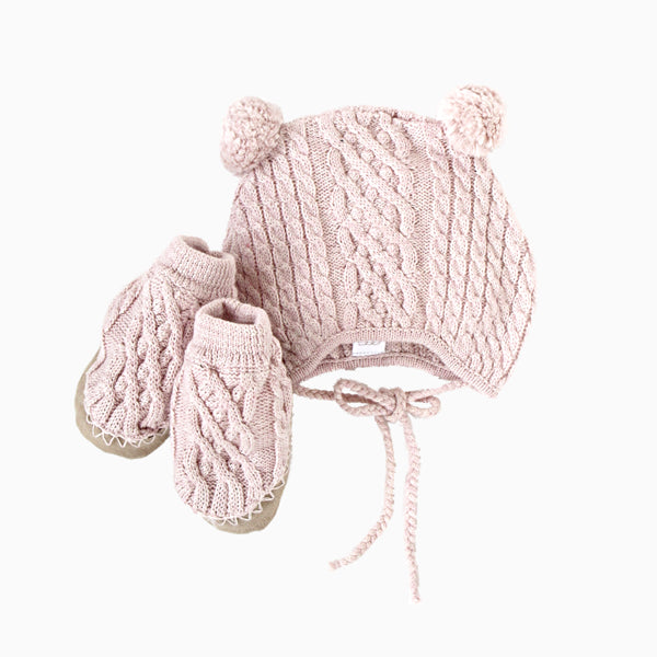 cable booties and hat set-egg by susan lazar