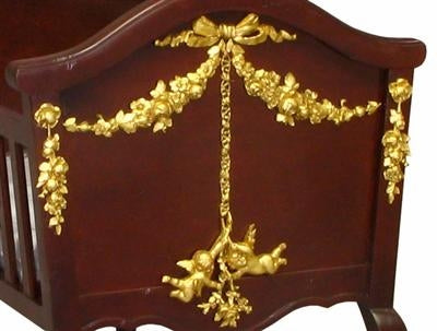 cherubini cradle with gold molding (antique cherry)