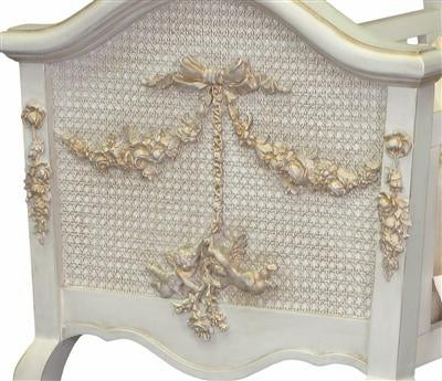 cherubini crib with caning (versailles finish, gold applique)