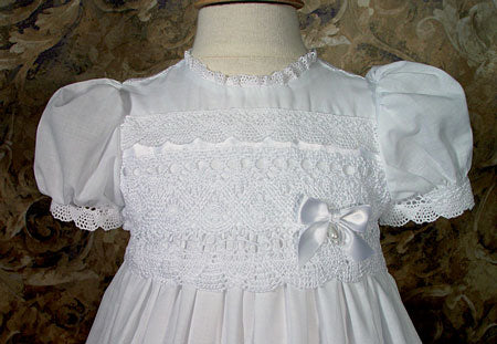 cotton christening gown with cluny trim