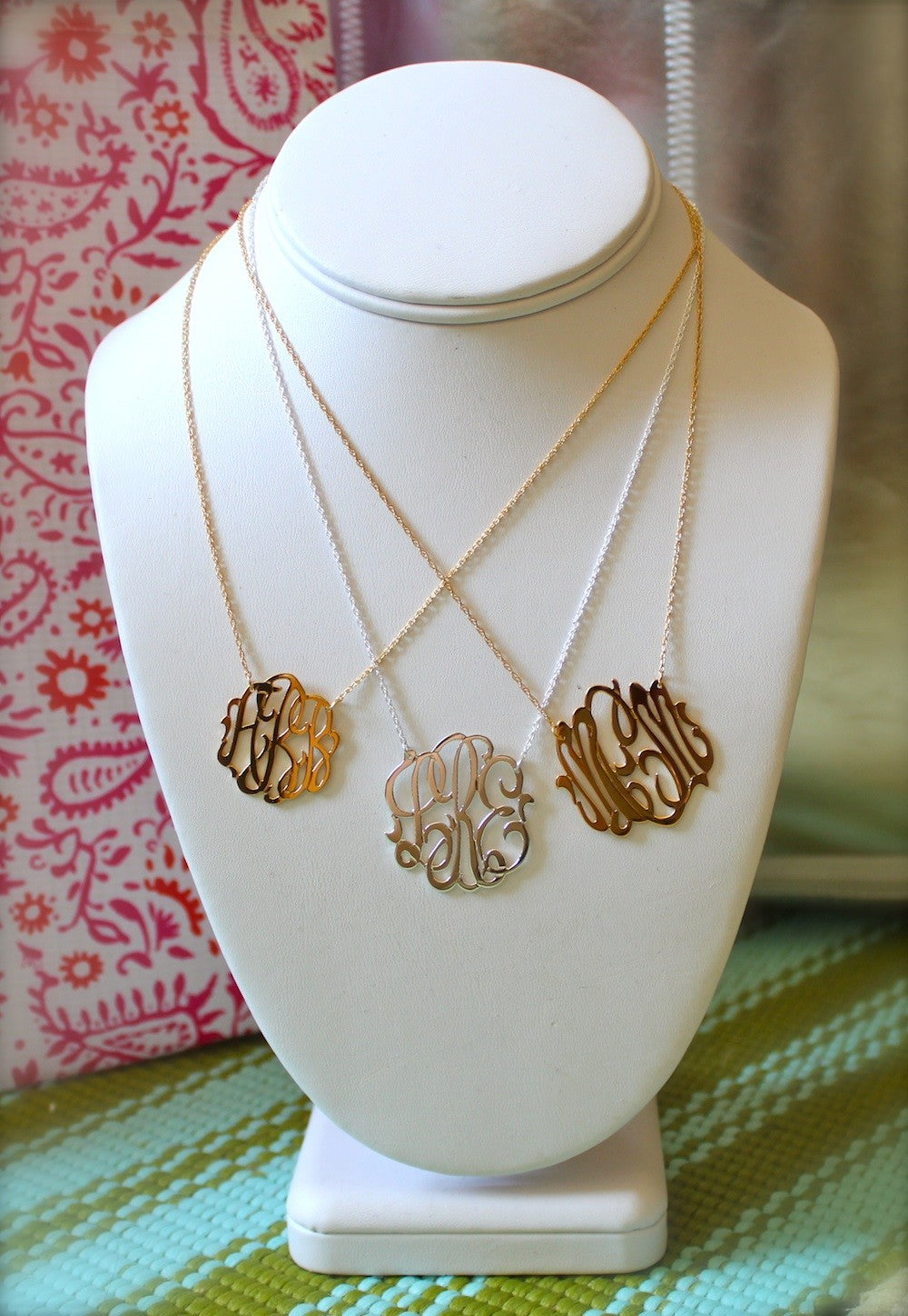 cutout monogram necklace (14K White, Yellow or Rose Gold)