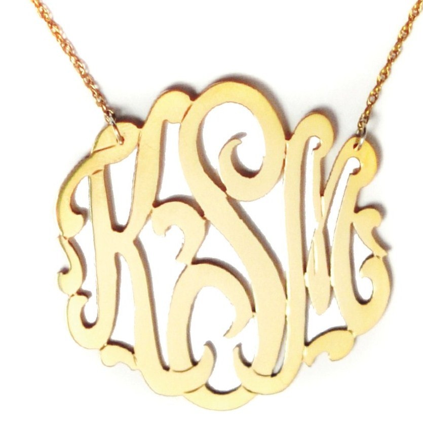 cutout monogram necklace (14K White, Yellow or Rose Gold)