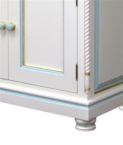 evan bookcase - linen/blue & gold star moulding