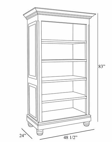 evan open bookcase - black with gold gilding