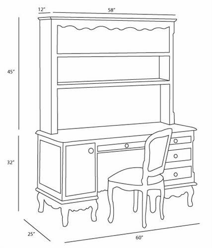 french computer desk/with optional hutch