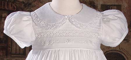 girls short sleeve christening gown with hand embroidery