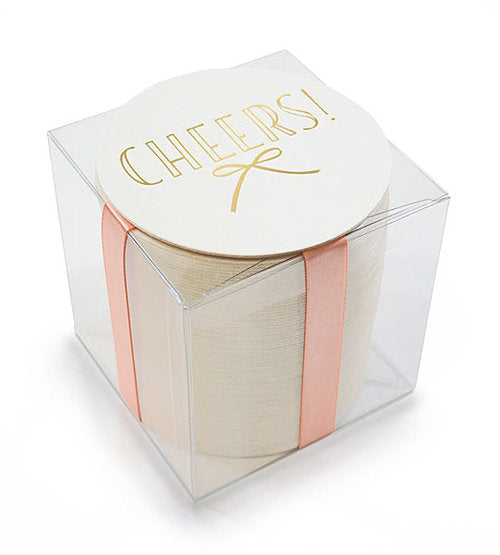 Gold Foil Stamped Bow Coasters