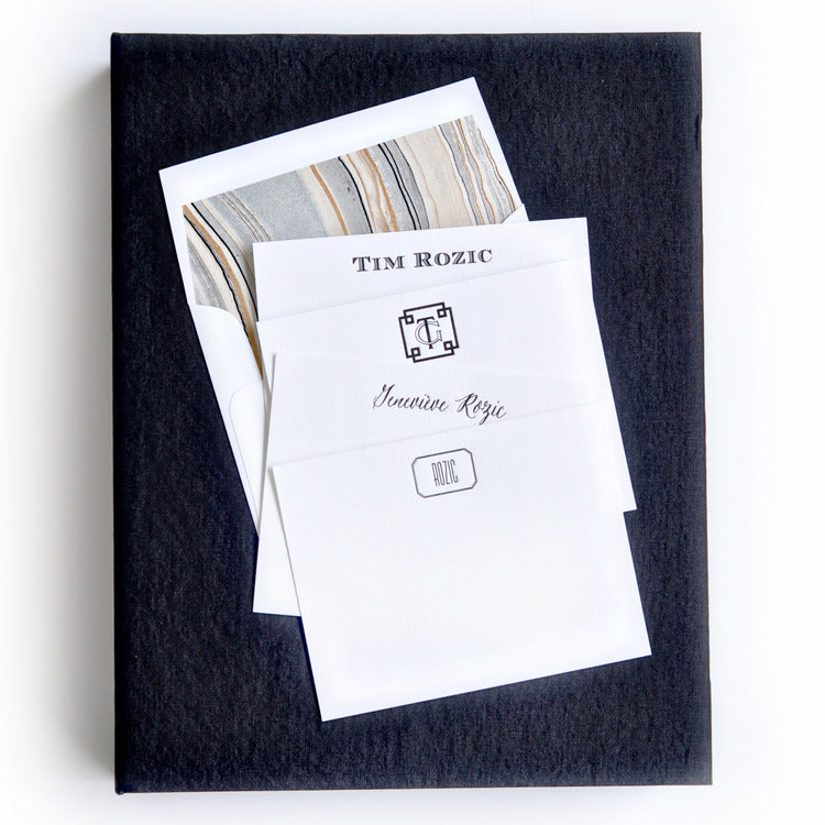 grand black silk stationery box - g9