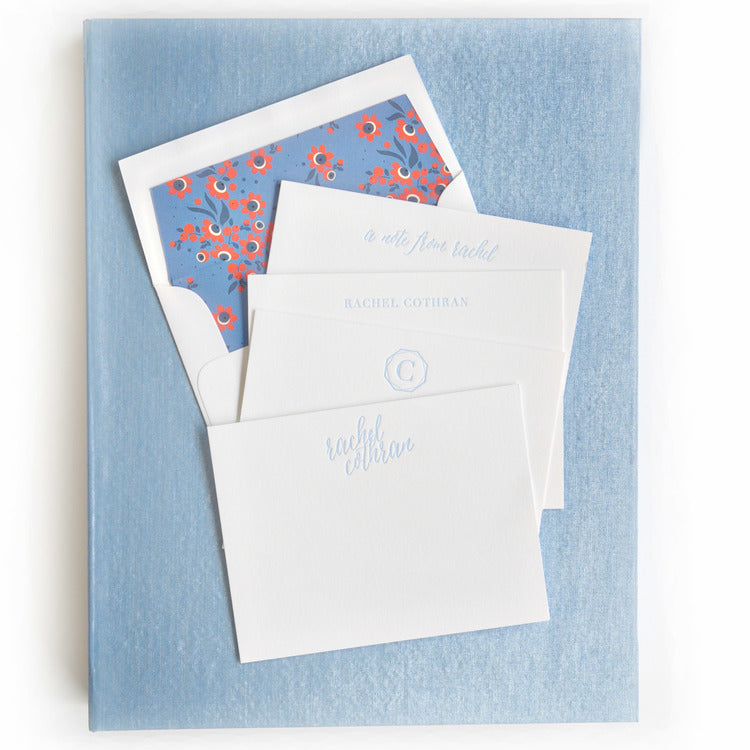 grand light blue silk stationery box - g7