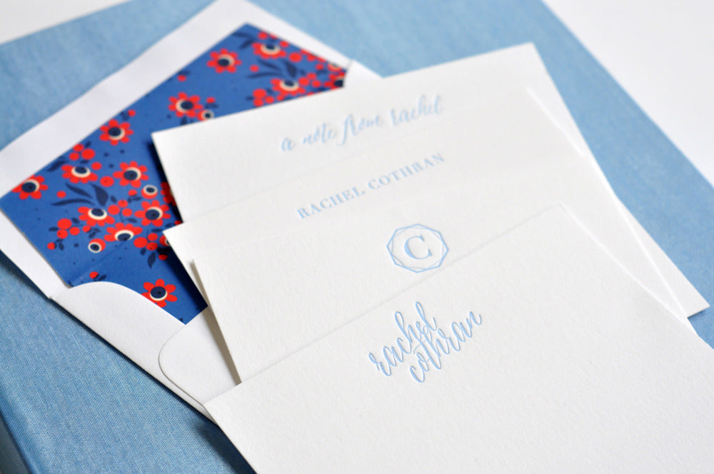 grand light blue silk stationery box - g7