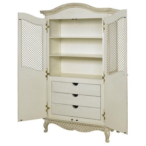 grand armoire with wire mesh doors