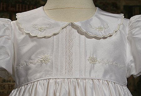 hand embroidered silk christening gown