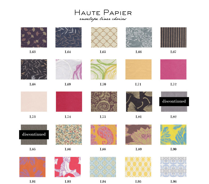 haute papier custom stationery paper liner samples
