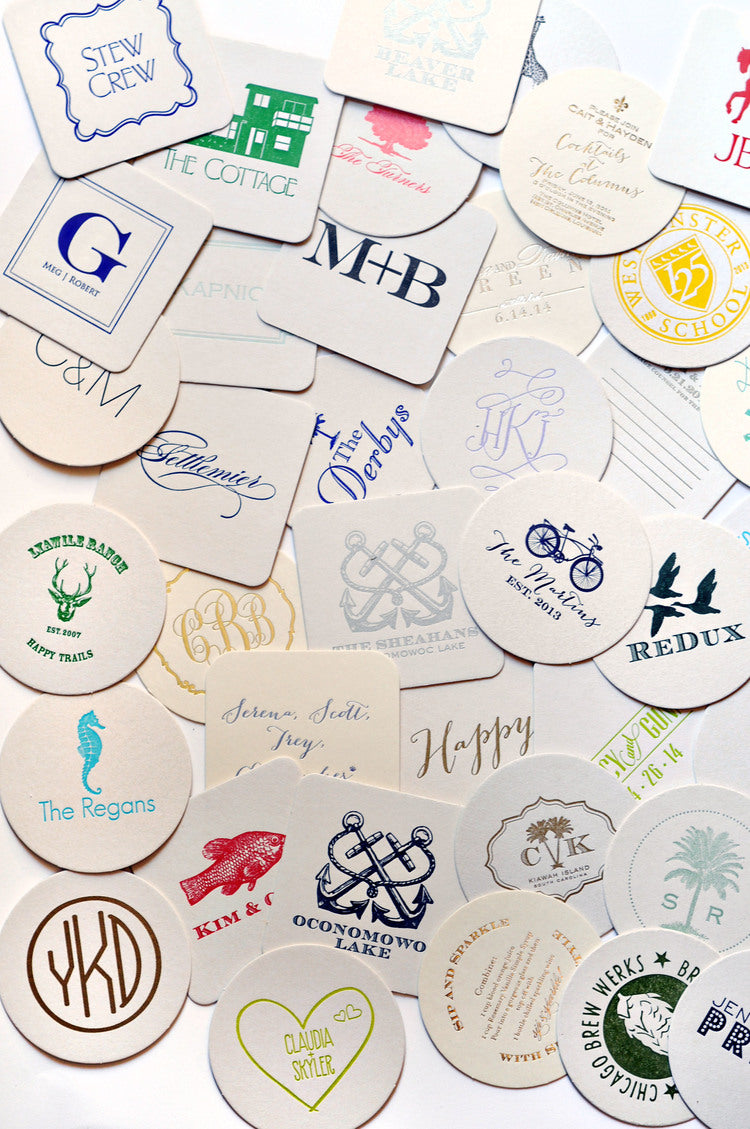 personalized letterpressed coasters m140 by haute papier