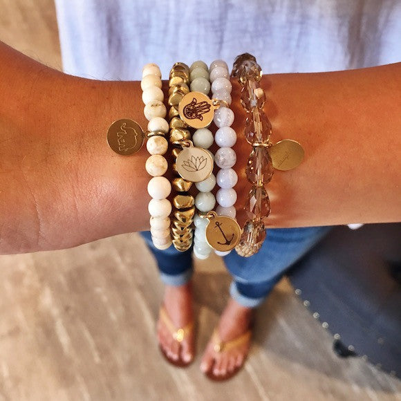 Customize Your Charm - Ivory Howlite Classic Charm Bracelet