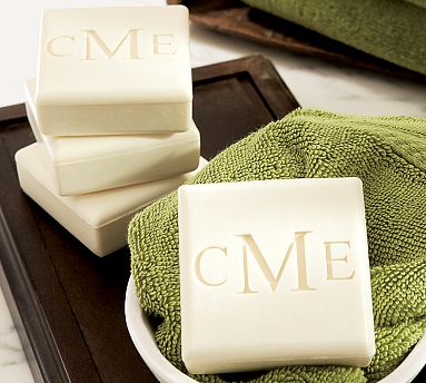 square carved personalized guest soaps