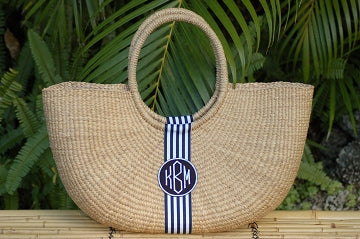 monogrammed basket shoulder bag