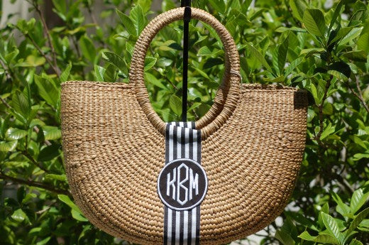 monogrammed basket shoulder bag