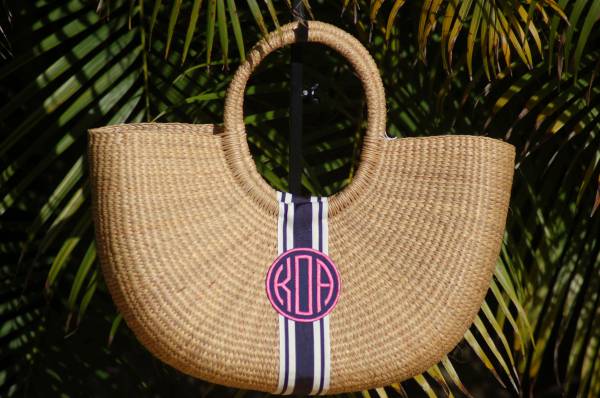monogrammed basket shoulder bag