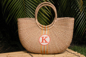 monogrammed basket shoulder bag