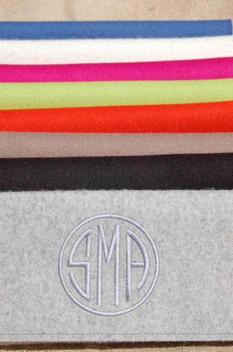 monogram felt clutch