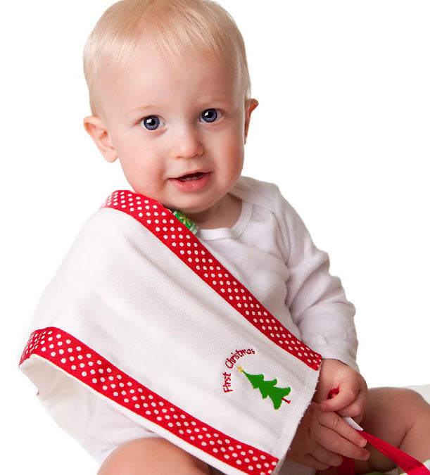 baby's first christmas burp cloth