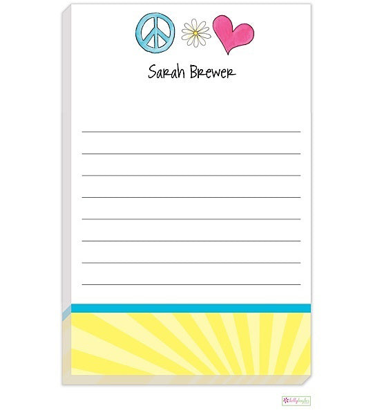 personalized - peace and love notepad