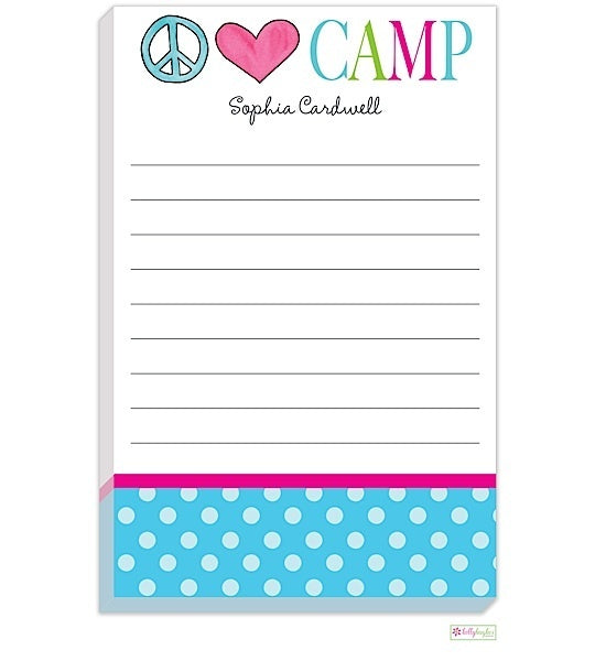 personalized - peace love camp notepad