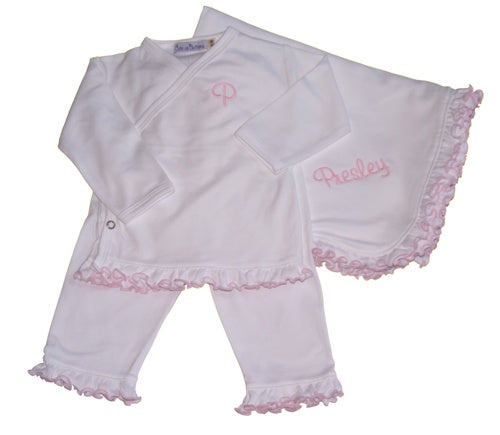personalized ruffled edge blanket