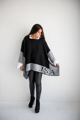 personalized single border blanket poncho