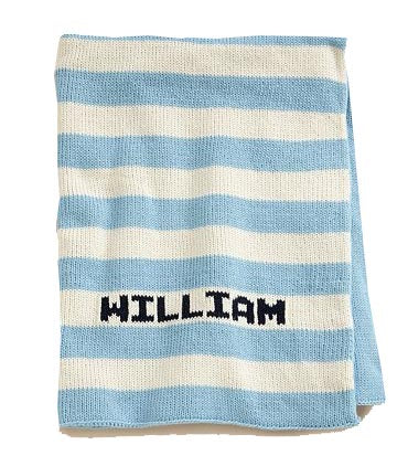 personalized striped knit blanket with name